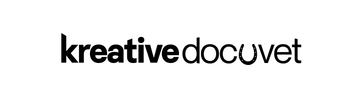 Kreative DocuVet primary typographic in all black logo behind white background